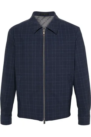 HUGO BOSS Checked zip-up shirt jacket