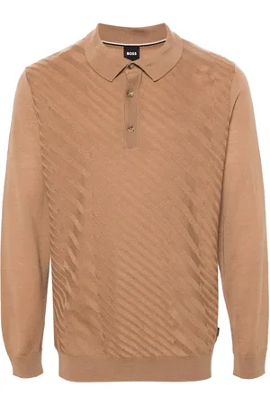 HUGO BOSS Polo-collar intarsia-knit jumper