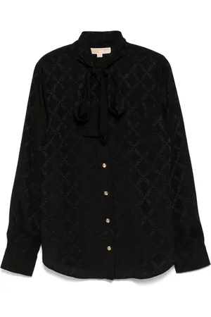 Michael Kors Empire Diamond-jacquard tie-neck blouse