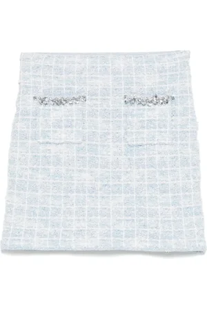 Self-Portrait Checked knitted mini skirt