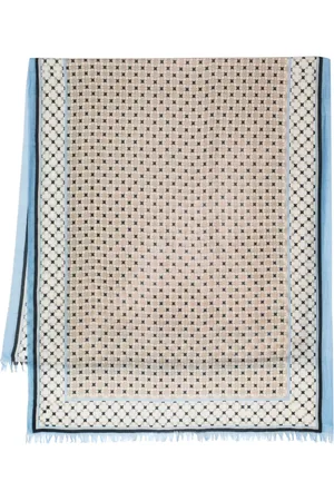 N.PEAL Geometric-print cashmere scarf
