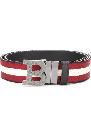 Bally Striped logo-buckle belt