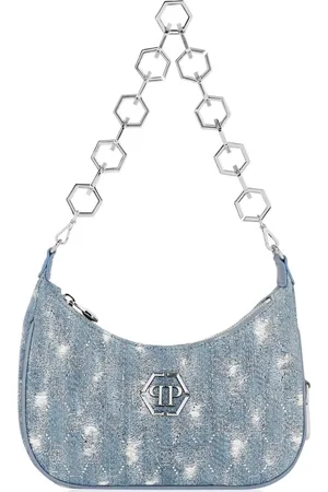 Philipp Plein Monogram distressed denim shoulder bag