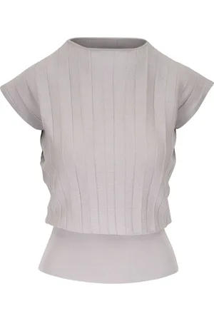 Agnona Pleated ribbed-hem blouse