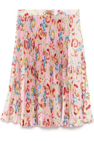 VERSACE Floral swirl-printe pleated skirt