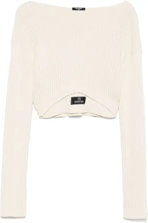 Balmain Boat-neck ribbed top