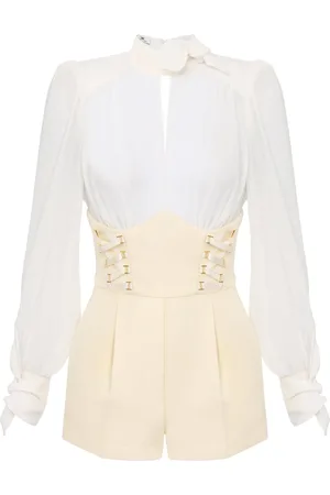 Elisabetta Franchi Panelled criss-cross laces playsuit