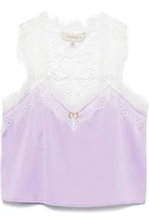 Twin-Set Lace-trim tank top