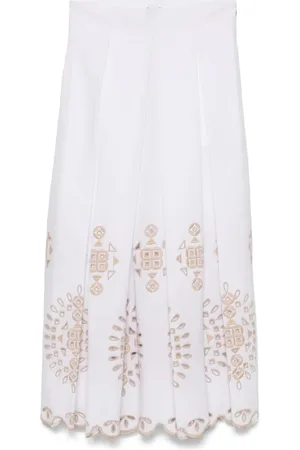 ELEVENTY Openwork-embroidery midi skirt