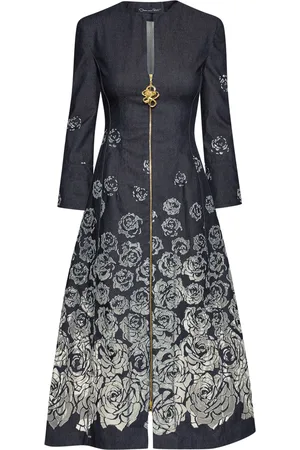 Oscar de la Renta Rose-motif devoré-effect midi dress
