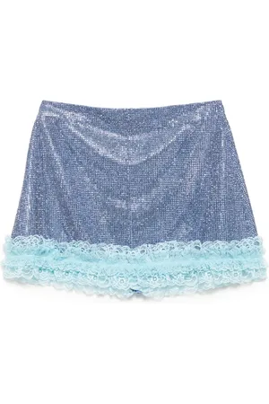 Self-Portrait Crystal fishnet mini skirt