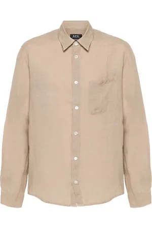 A.P.C. Logo-embroidered linen shirt