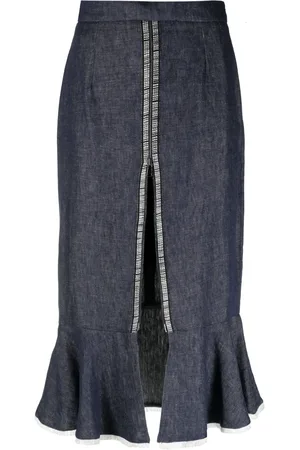 GEMY MAALOUF Zipped-slit godet midi skirt