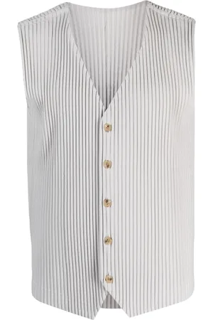 Issey Miyake Plissé-effect V-neck waistcoat