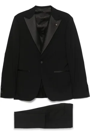 Manuel Ritz Satin-trim three-piece suit