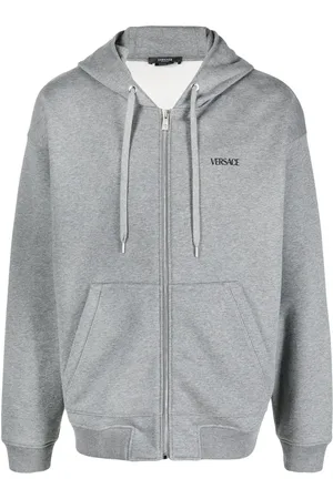 VERSACE Logo-print zip-up hoodie