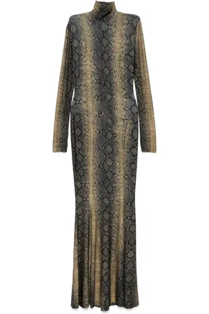 Norma Kamali Snakeskin-print maxi dress