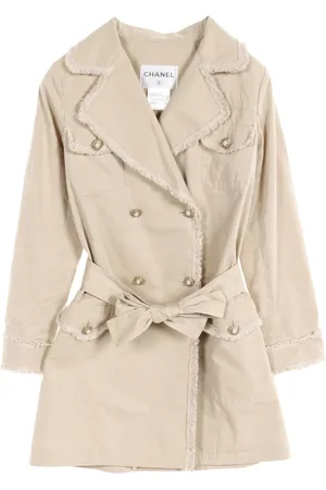 CHANEL 2010s tweed-trim trench coat