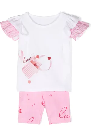 Lapin House Love-print cotton shorts set