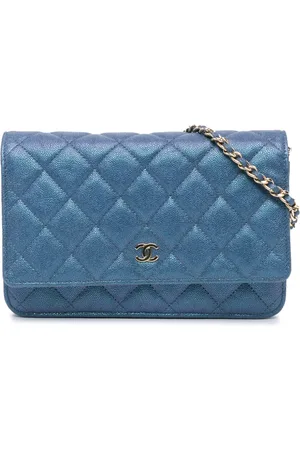 CHANEL 2019 CC Quilted Iridescent Caviar Wallet on Chain crossbody bag