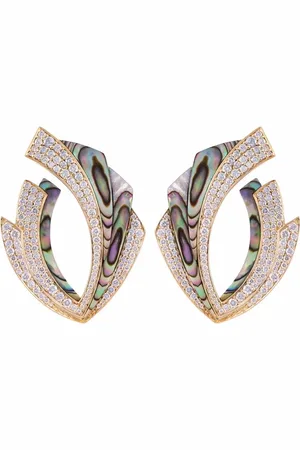 Ananya 18kt yellow Mogra Blossom diamond and shell earrings