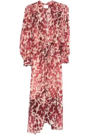 FORTE FORTE Leaves-print maxi dress