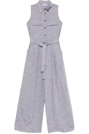 PESERICO SIGN Belted linen jumpsuit