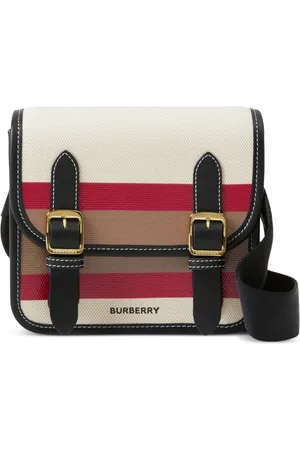 Burberry Logo-print striped leather satchel