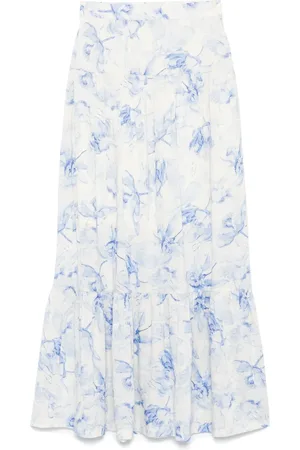 Maje Floral-print midi skirt