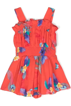 Lapin House Floral-print draped playsuit