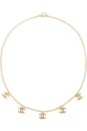 CHANEL 1990s -plated logo charm necklace