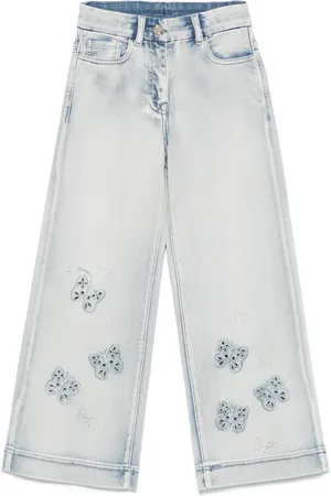 MONNALISA Butterfly-embroidered jeans