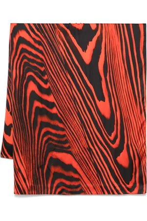 DAVID KOMA Zebra-print satin scarf