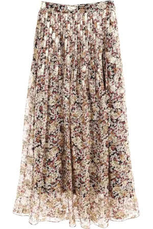 Céline 2010s floral embroidery midi skirt