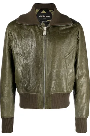 Roberto Cavalli Smooth-grain leather bomber jacket