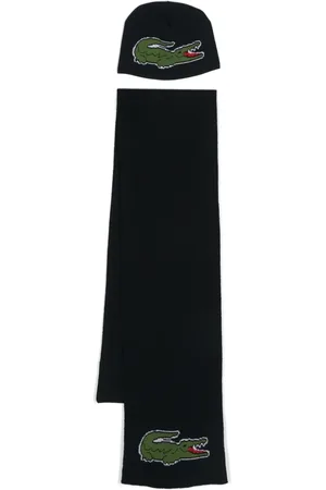 Lacoste Logo-intarsia scarf and beanie set