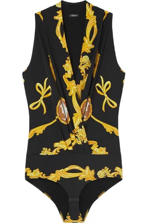 VERSACE Cameo silk draped bodysuit