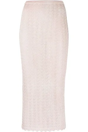 Alessandra Rich Pointelle-knit midi pencil skirt