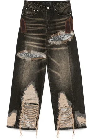 Who Decides War Low-rise organza-overlay jeans