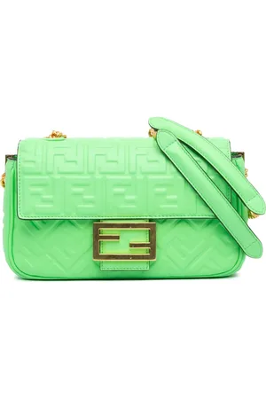 Fendi 2010-2024 Zucca Embossed Leather Chain Midi Baguette shoulder bag