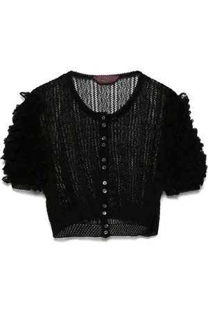 John Galliano 1990s ruffle-sleeves crop top