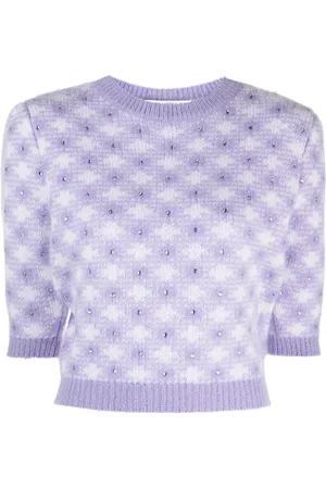 Alessandra Rich Crystal-embellished diamond-jacquard top
