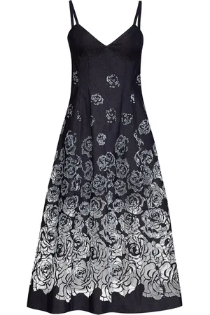 Oscar de la Renta Devoré-effect denim midi dress