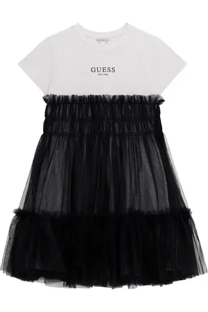 Guess Tulle-overlay T-shirt dress