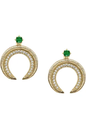 Faberge 18kt yellow Colours of Love Miniature Hilal Crescent emerald and diamond earrings