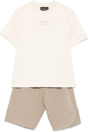 Emporio Armani Embroidered-logo shorts set