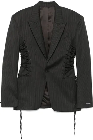 MUGLER Pinstriped lace-up blazer