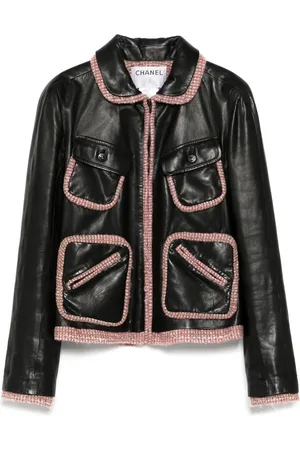 CHANEL 2003 Zip Up Leather Jacket