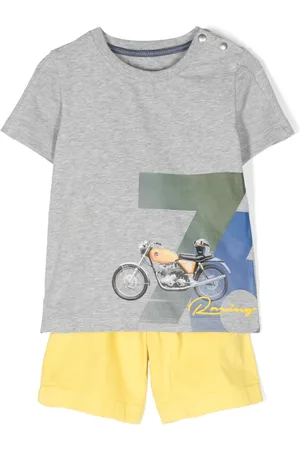 Lapin House Racing-print cotton-blend shorts set