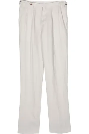 Boglioli Herringbone linen straight trousers